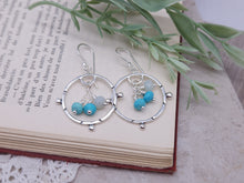 Load image into Gallery viewer, Sterling Silver &amp; Turquoise Boho Hoop Dangle Earrings
