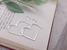 Load image into Gallery viewer, Sterling Silver Heart Hoops
