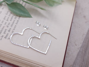 Sterling Silver Heart Hoops