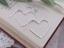 Load image into Gallery viewer, Sterling Silver Heart Hoops
