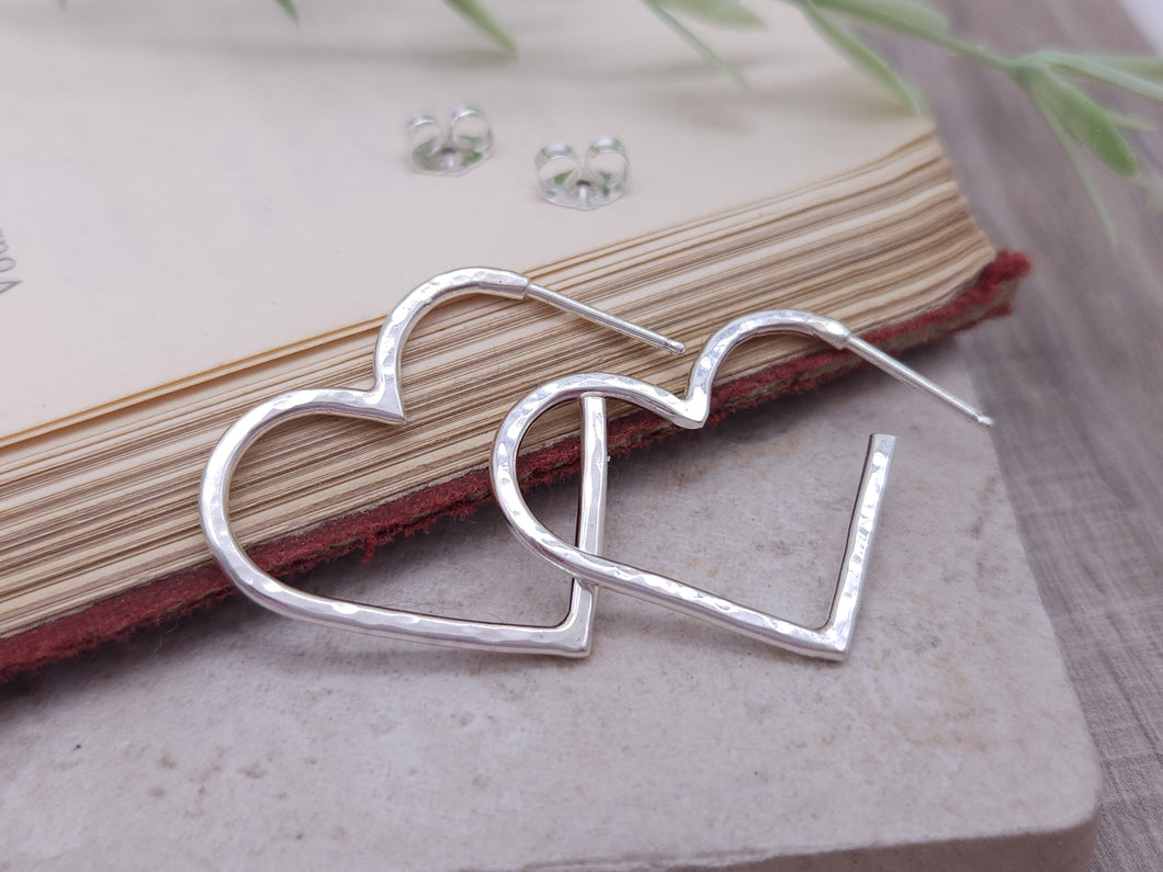 Sterling Silver Heart Hoops