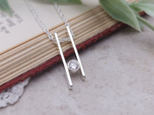 Load image into Gallery viewer, Sterling Silver &amp; Swarovski Crystal Geometric Bar Necklace
