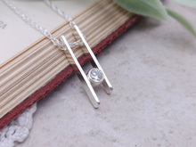 Load image into Gallery viewer, Sterling Silver &amp; Swarovski Crystal Geometric Bar Necklace
