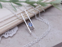 Load image into Gallery viewer, Sterling Silver &amp; Aquamarine Geometric Bar Necklace
