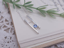 Load image into Gallery viewer, Sterling Silver &amp; Aquamarine Geometric Bar Necklace
