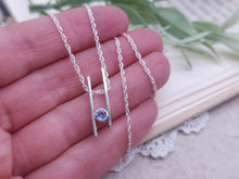 Load image into Gallery viewer, Sterling Silver &amp; Aquamarine Geometric Bar Necklace
