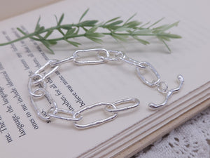 Sterling Silver Organic Paperclip Large Chain Link Bracelet