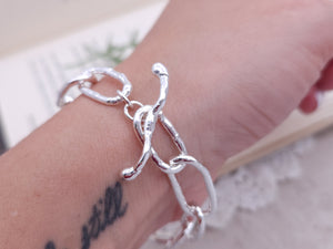 Sterling Silver Organic Paperclip Large Chain Link Bracelet
