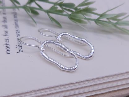 Sterling Silver Molten Paperclip Link Earrings