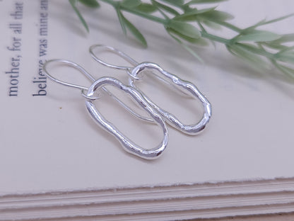 Sterling Silver Molten Paperclip Link Earrings