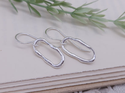 Sterling Silver Molten Paperclip Link Earrings