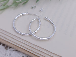 Sterling Silver Organic Textured Hoops