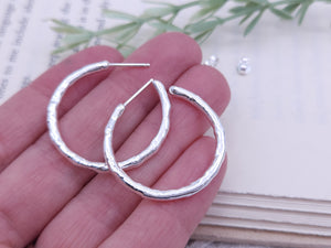 Sterling Silver Organic Textured Hoops