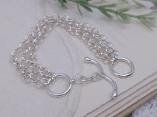 Load image into Gallery viewer, Sterling Silver Multi Chain Layering Toggle Bracelet
