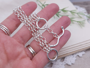 Sterling Silver Multi Chain Layering Toggle Bracelet