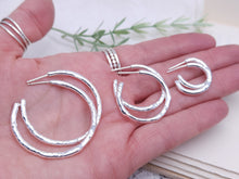 Load image into Gallery viewer, Sterling Silver Organic Textured Hoops
