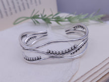 Load image into Gallery viewer, Sterling Silver Triple Wave Beaded Cuff
