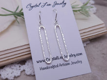 Load image into Gallery viewer, Sterling Silver Hammered Oval Bar Earrings
