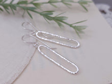 Load image into Gallery viewer, Sterling Silver Hammered Oval Bar Earrings
