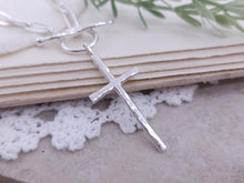 Load image into Gallery viewer, Sterling Silver Large Cross Front Clasp Necklace
