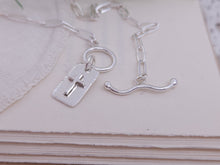 Load image into Gallery viewer, Sterling Silver Front Clasp Cross Tag Necklace
