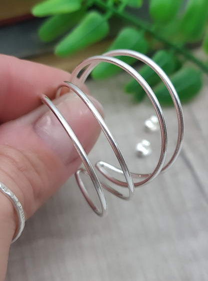 1" Sterling Double Hoop Earrings