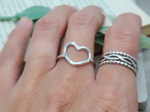 Sterling Silver Hammered Heart Ring