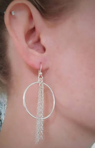 Sterling Silver Chain Hoop Earrings