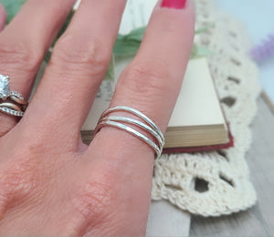 Sterling Silver Wrap Wave Ring / Continuous Ring / Filigree Ring / Organic Ring