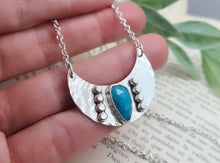 Load image into Gallery viewer, Sterling Silver &amp; Turquoise Hammered Medallion Necklace
