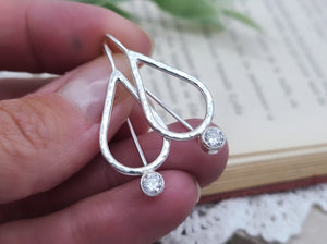 Sterling Silver & Crystal Teardrop Threader Earrings