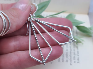 Sterling Silver Ornate Geometric Dangle Earrings