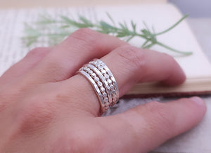 Sterling Hammered Stack Ring Set