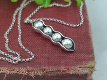 Load image into Gallery viewer, Sterling Peas in a Pod Necklace / Mothers Necklace / Gardener
