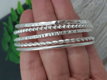 Load image into Gallery viewer, Sterling Silver Bangle Bracelet / Hammered / Smooth / Twisted / Faceted / Beaded
