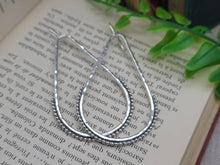 Load image into Gallery viewer, Sterling Silver Hammer Teardrop Earrings / Sterling Hoop Earrings / Ornate Hoops
