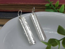 Load image into Gallery viewer, Sterling Silver Domed Hammered Bar Earrings
