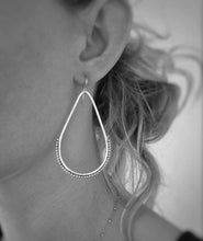 Load image into Gallery viewer, Sterling Silver Hammer Teardrop Earrings / Sterling Hoop Earrings / Ornate Hoops
