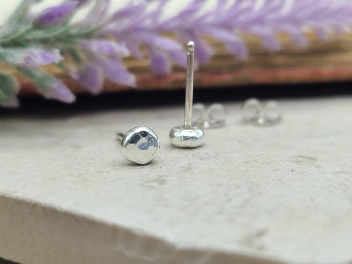 Small Sterling Hammered Stud Earrings