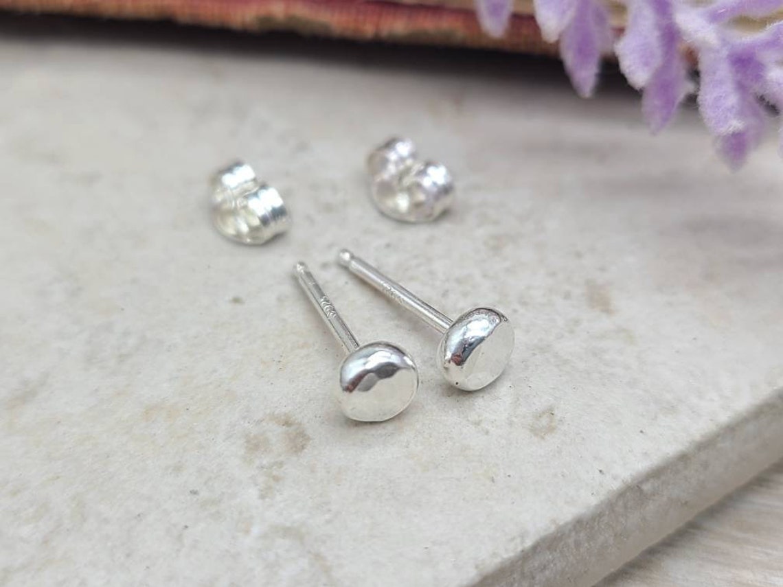 Small Sterling Hammered Stud Earrings