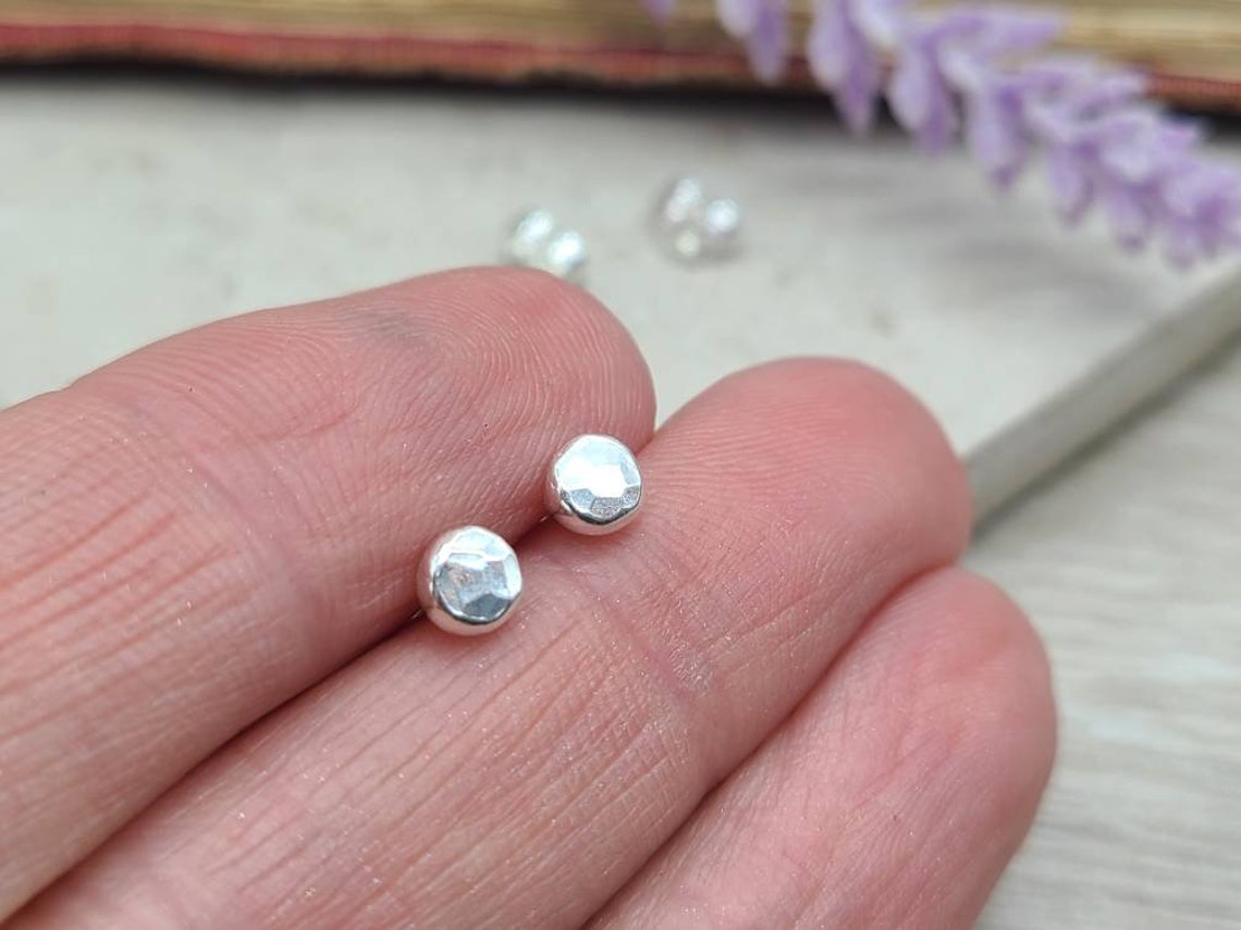 Small Sterling Hammered Stud Earrings