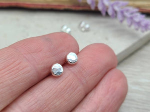 Small Sterling Hammered Stud Earrings
