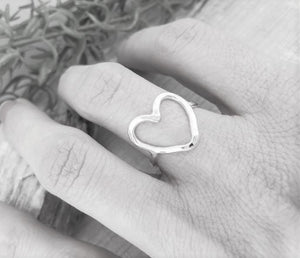 Sterling Silver Hammered Heart Ring