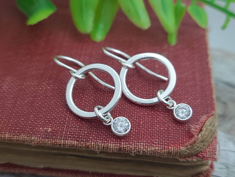 Sterling Circle Swarovski Crystal Earrings