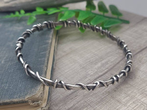 Rustic Sterling Silver Wrapped Bangle Bracelet