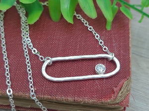 Sterling Silver Oval Pendant Necklace