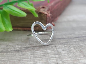 Sterling Silver Hammered Heart Ring