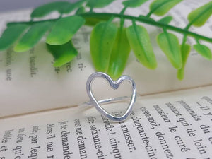 Sterling Silver Hammered Heart Ring