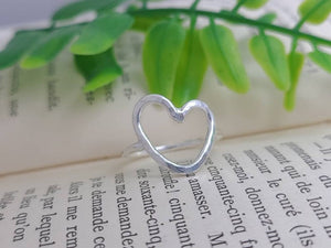 Sterling Silver Hammered Heart Ring