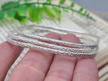 Load image into Gallery viewer, Sterling Silver Bangle Bracelet / Square / Hammered

